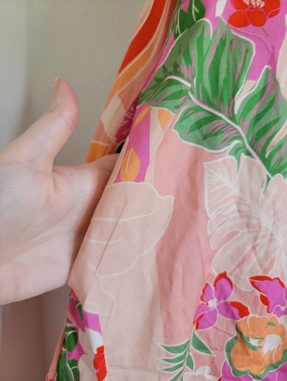 NWT Entro Glow From Within Pink Tropical Floral Cotton Mini Shift Dress Size Med - Picture 6 of 9